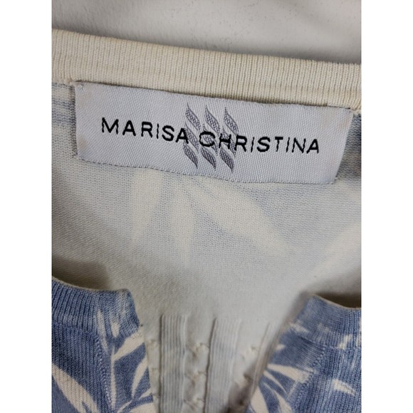 MARISA CHRISTINA WOMENS L Large Blue Embroidered Embellished Silk Blend 3/4 slee - Picture 4 of 10